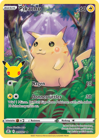 Bild von einer Pikachu-Pokémon-Sammelkartenspiel-Karte.